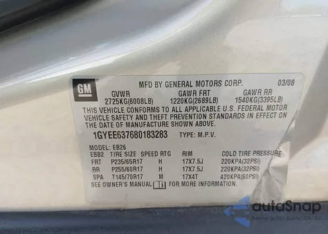 2008 Cadillac Srx V6 z USA, uszkodzony, nr VIN 1GYEE637680183283